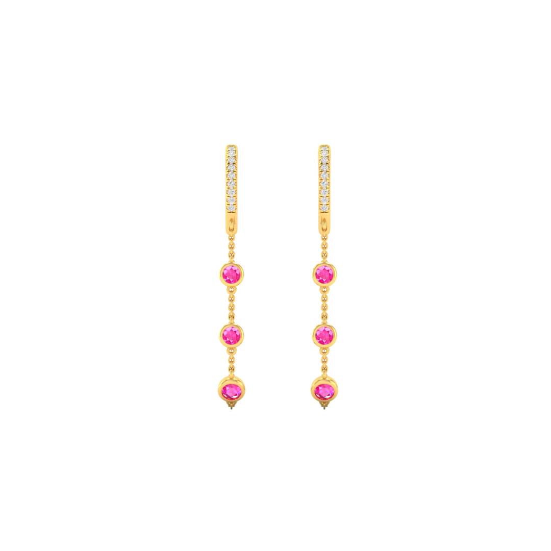 Bezel Gemstone Diamond Hoop Drops – Henri Noël