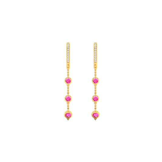 Bezel Gemstone Diamond Hoop Drops