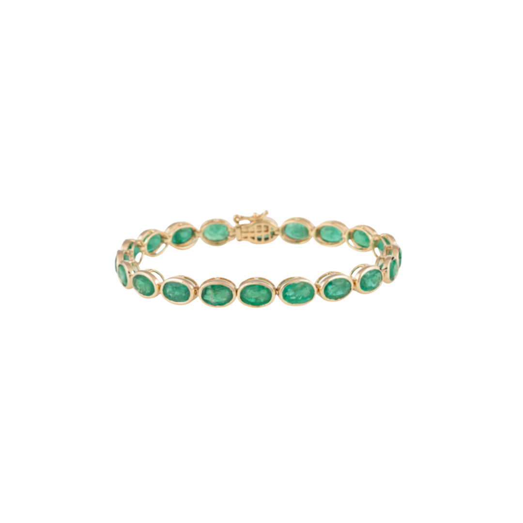 Bezel Oval Emerald Bracelet – Henri Noël
