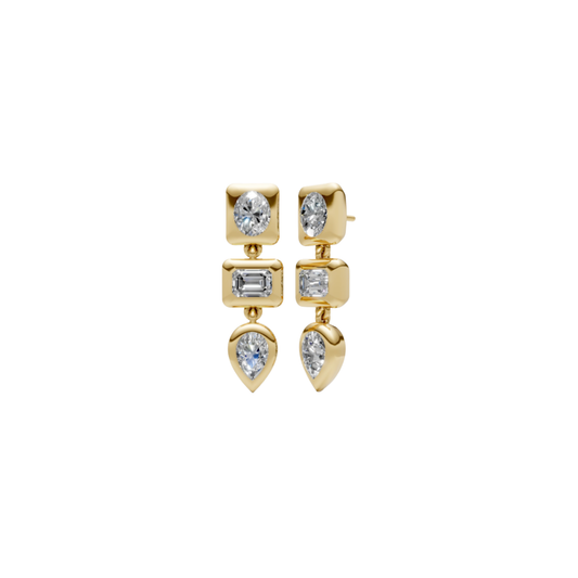Bezel Oval, Pear and Emerald-Cut Diamond Dangle Earrings – Henri Noël