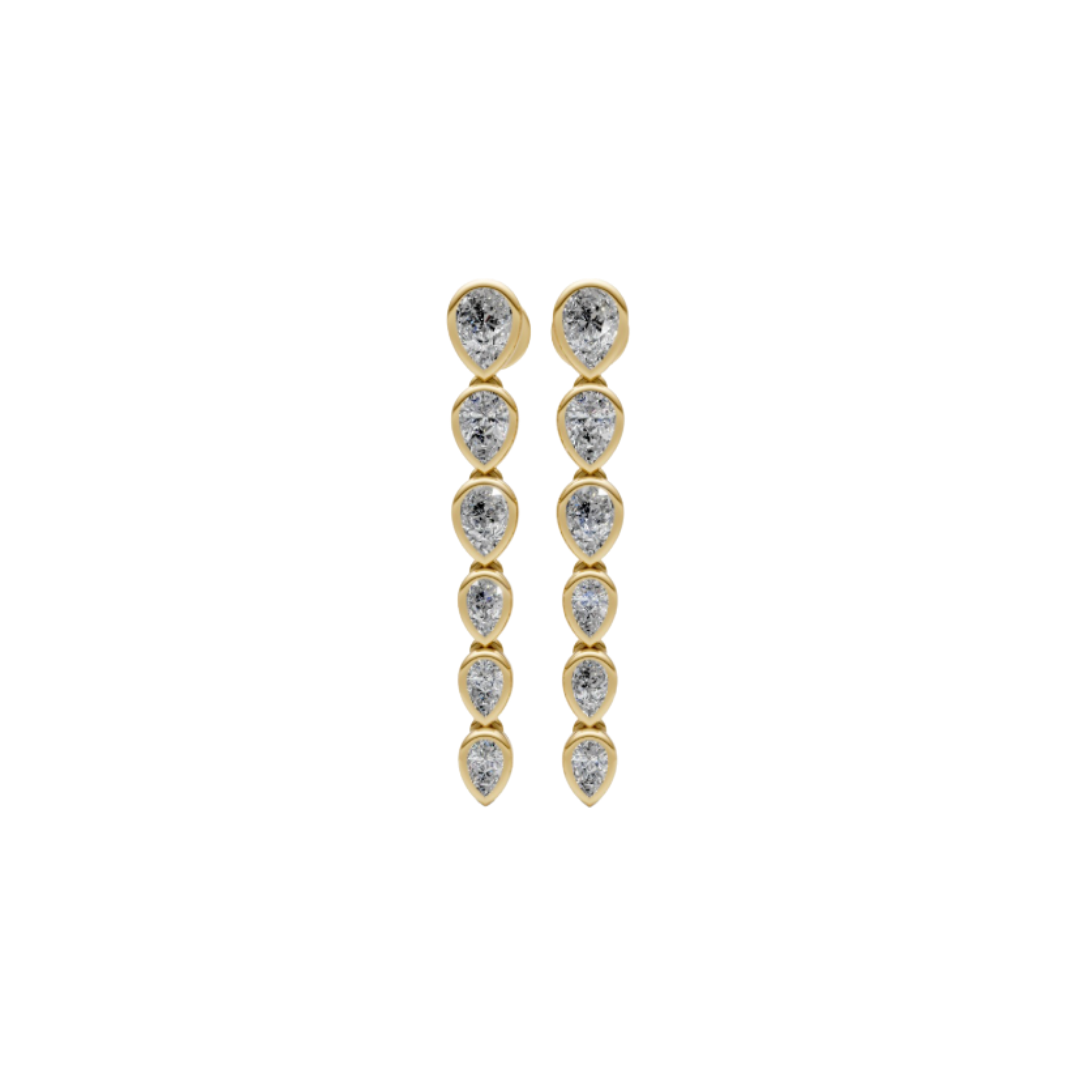 Bezel Pear Diamond Drop Earrings – Henri Noël