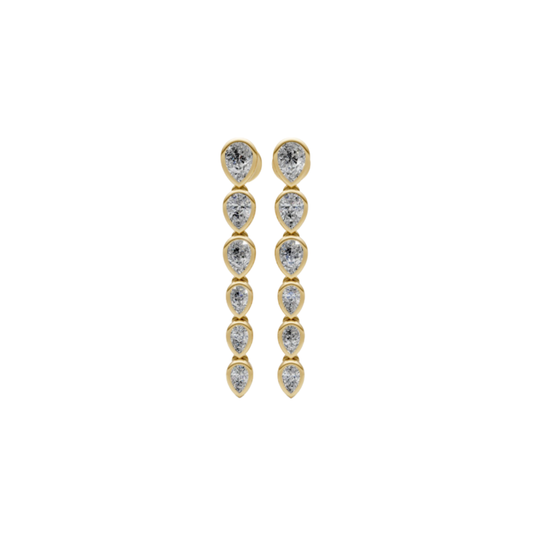Bezel Pear Diamond Drop Earrings – Henri Noël