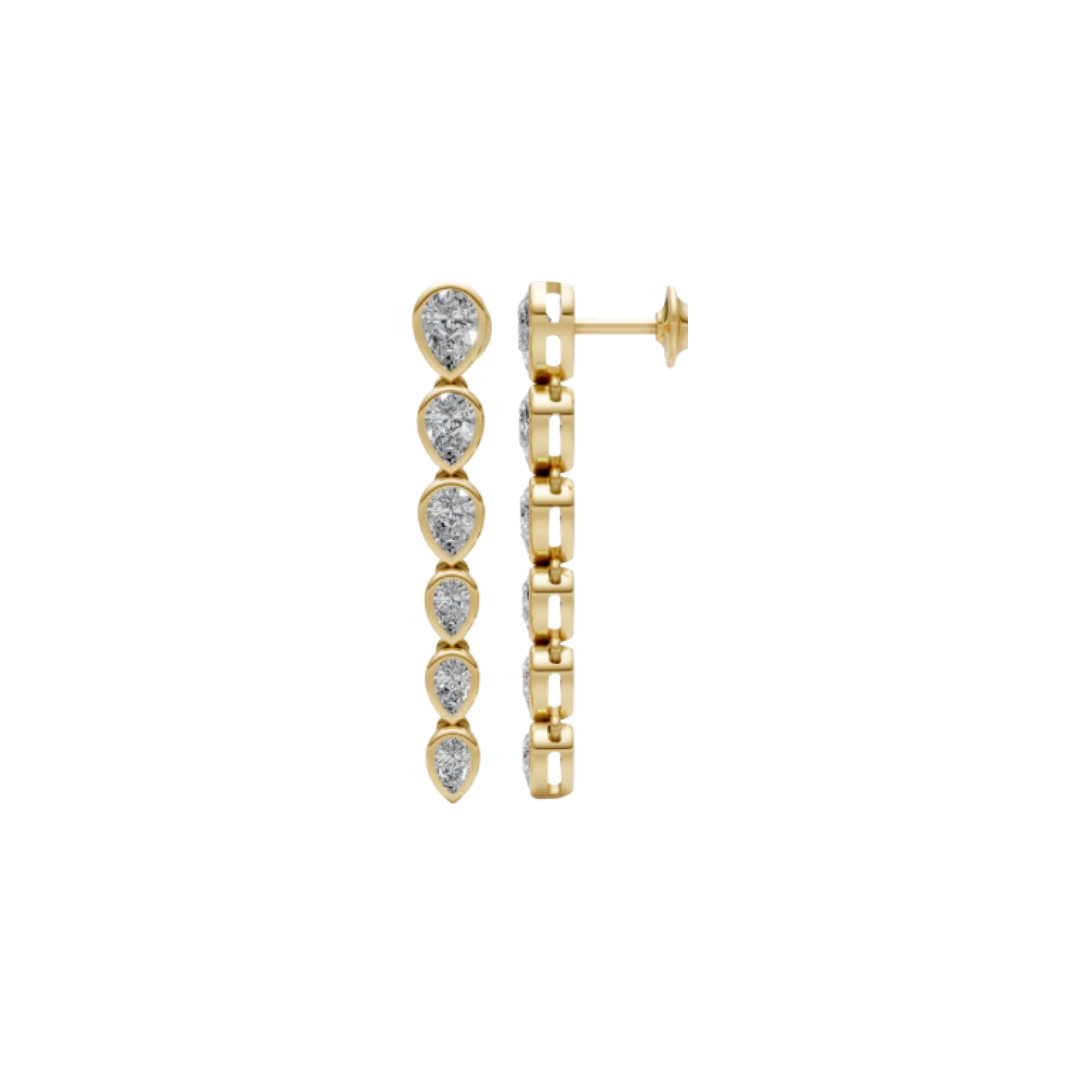 Bezel Pear Diamond Drop Earrings – Henri Noël