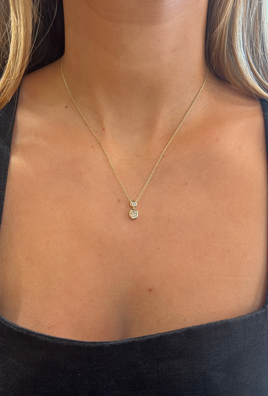 Bezel Round and Oval Diamond Pendant Necklace – Henri Noël