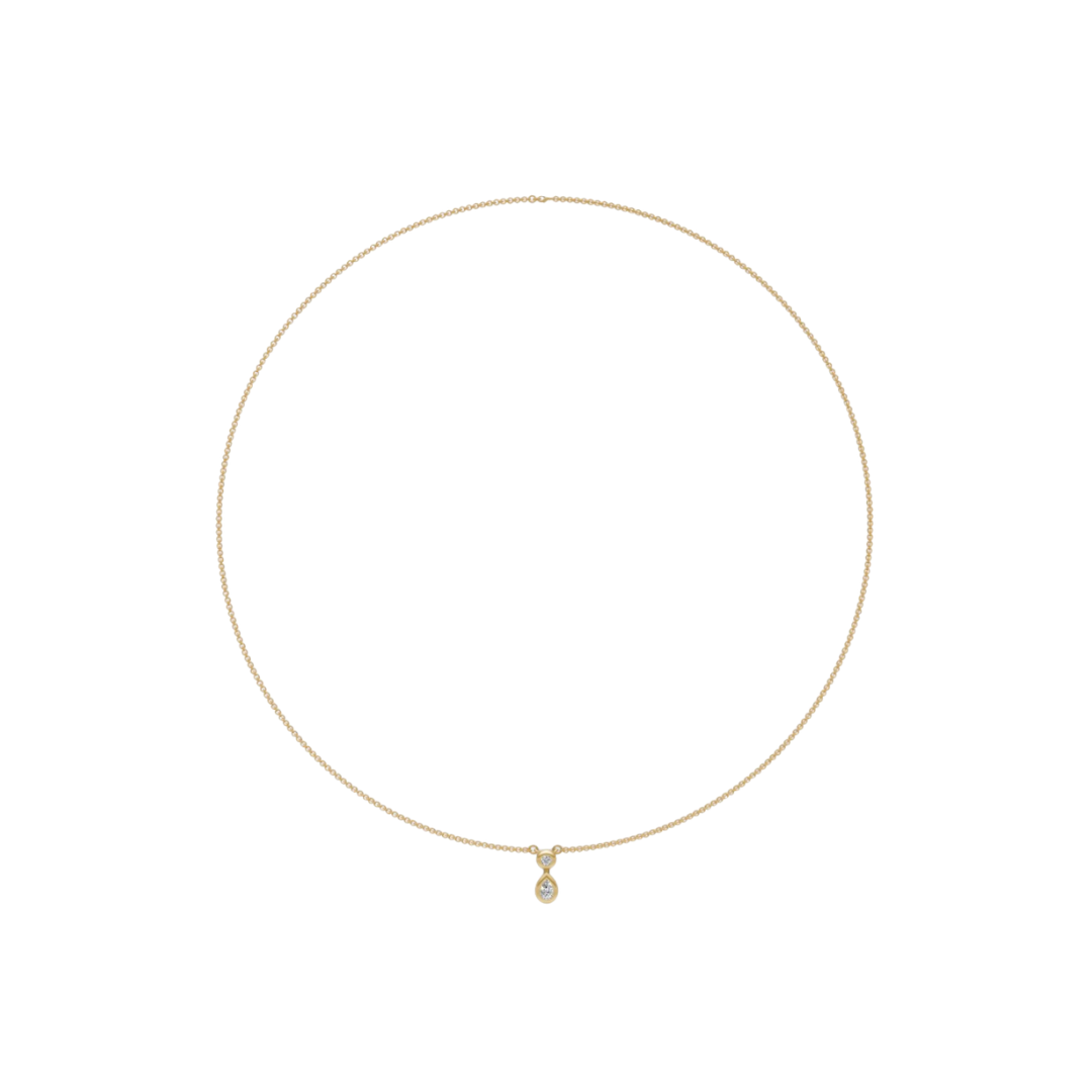 Bezel Round and Pear Diamond Pendant Necklace – Henri Noël