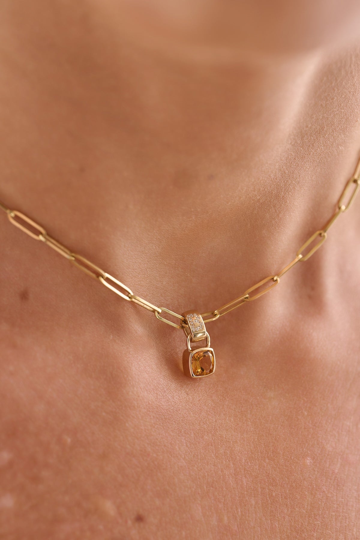 Bezel Birthstone Pendant Necklace – Henri Noël