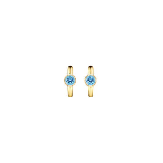 Bezel Blue Topaz Huggies – Henri Noël