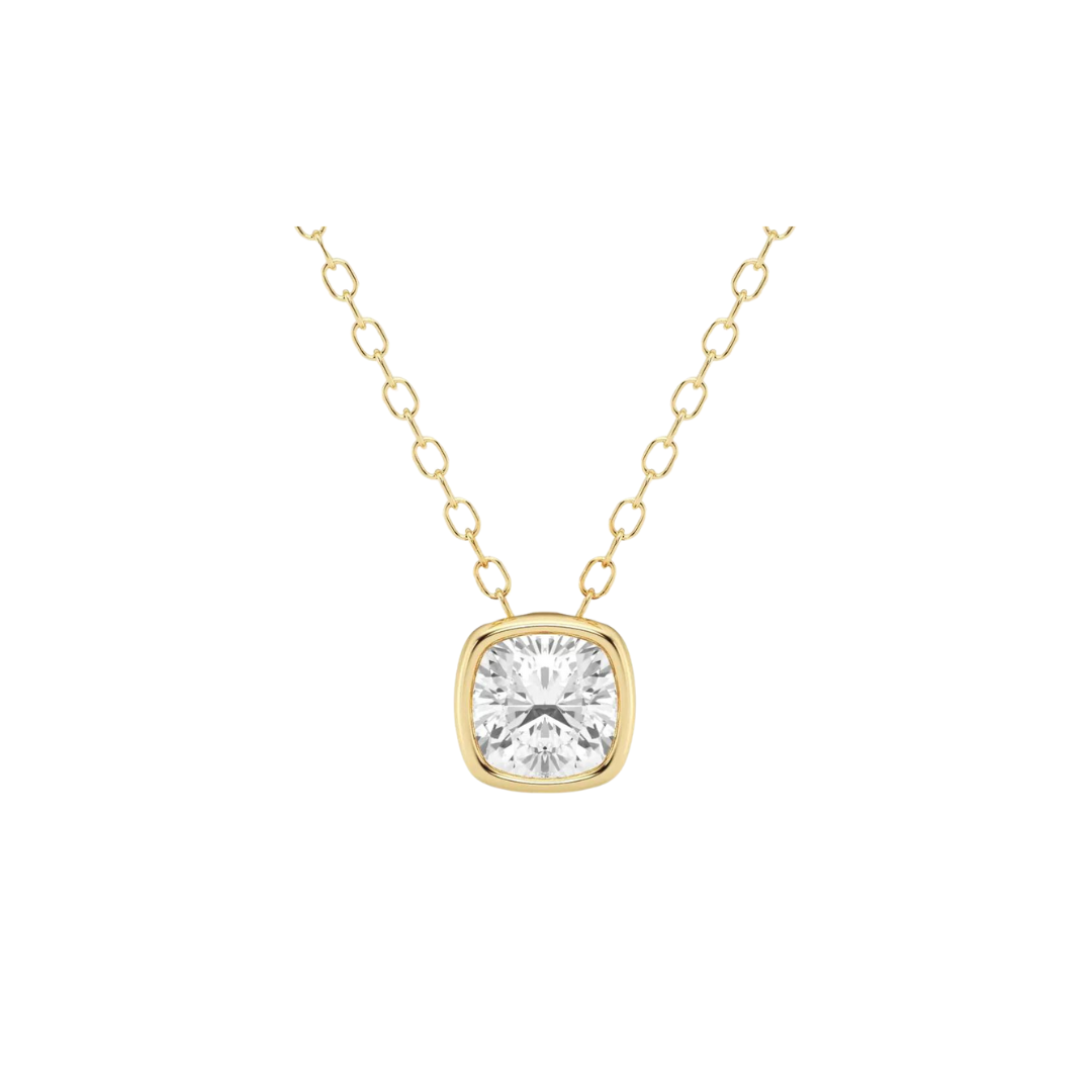 Bezel Cushion Diamond Necklace – Henri Noël