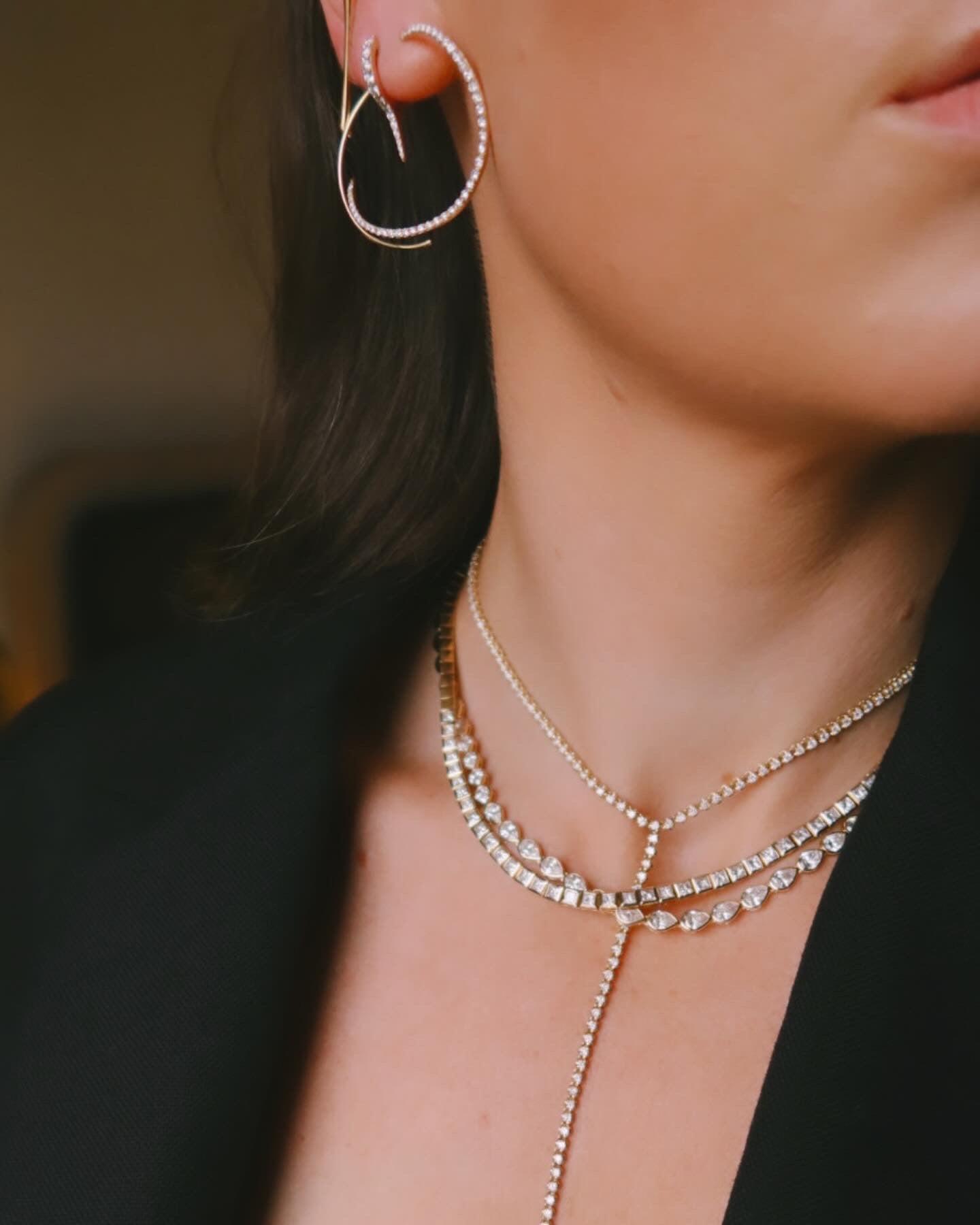 Bezel Diamond Half Tennis Necklace – Henri Noël