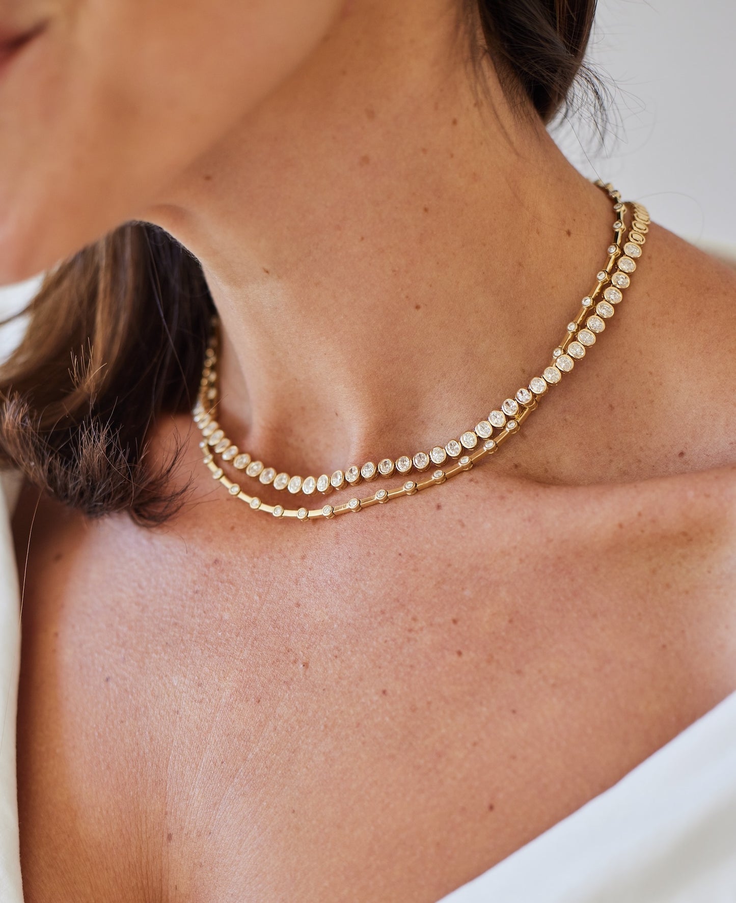 Bezel Diamond Half Tennis Necklace – Henri Noël