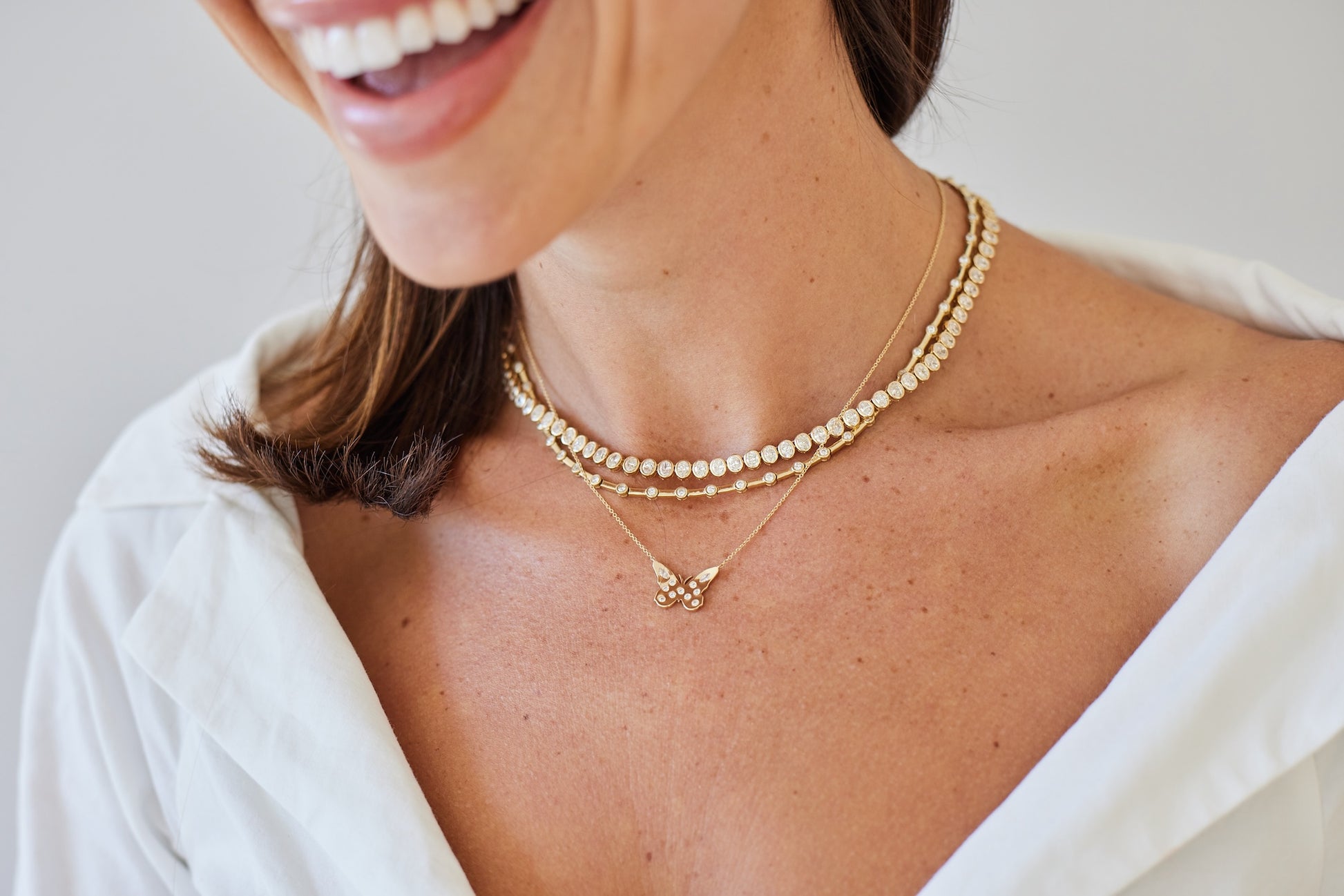 Bezel Diamond Half Tennis Necklace – Henri Noël
