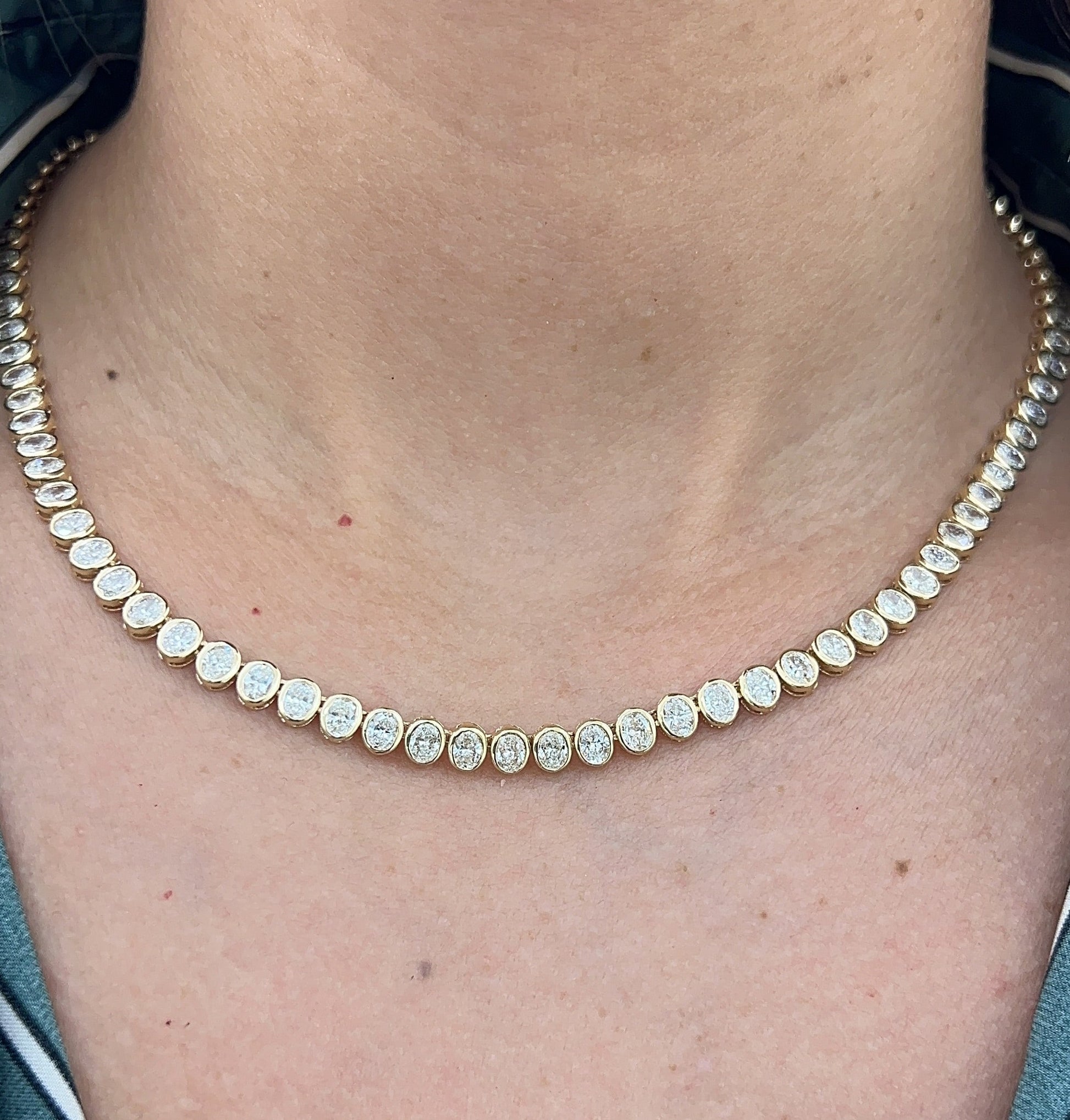 Bezel Diamond Half Tennis Necklace – Henri Noël