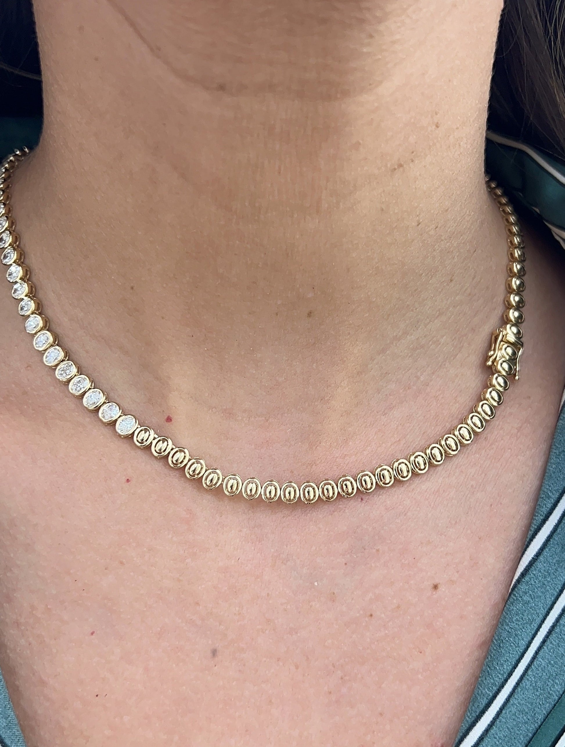 Bezel Diamond Half Tennis Necklace – Henri Noël