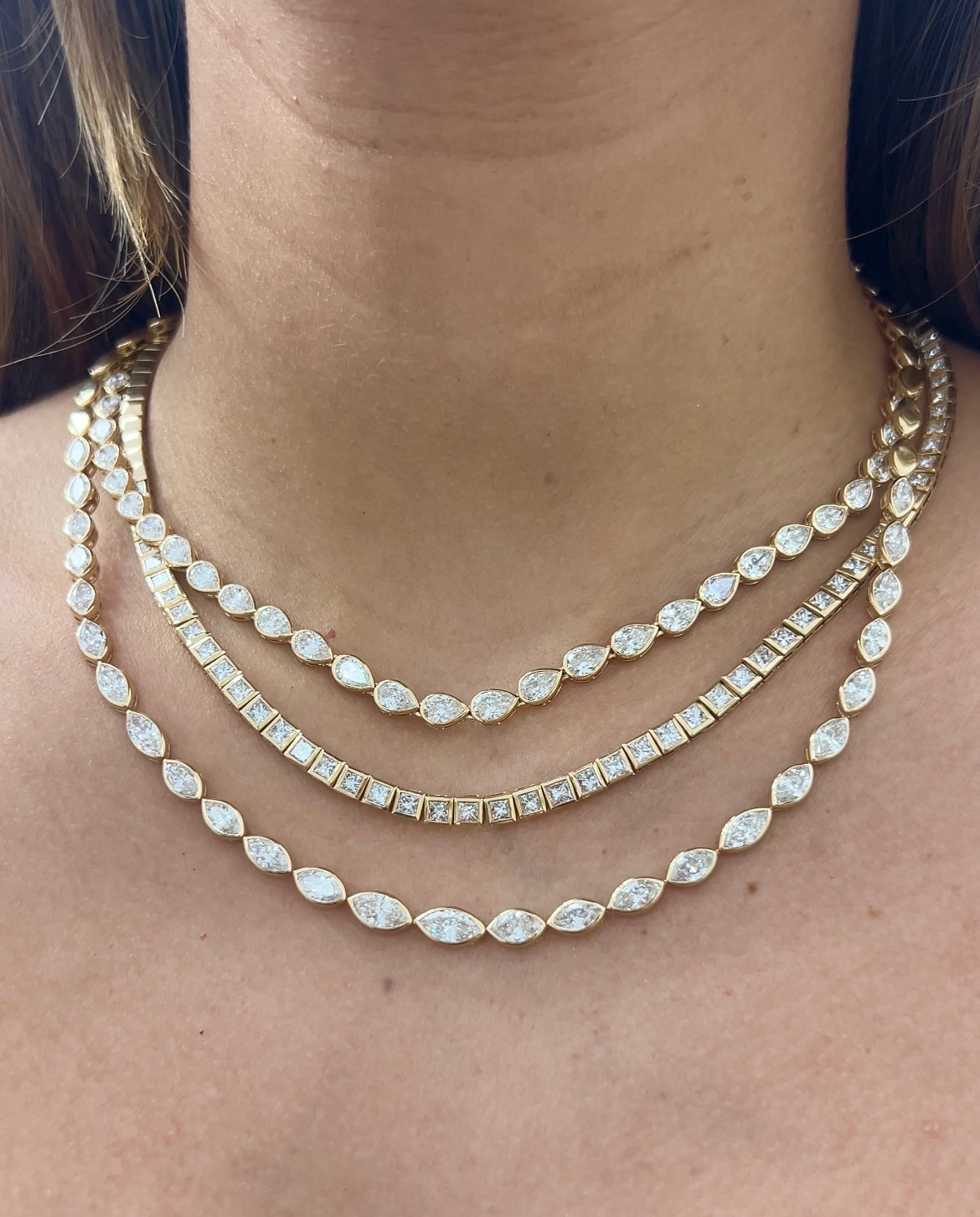 Bezel Diamond Half Tennis Necklace – Henri Noël