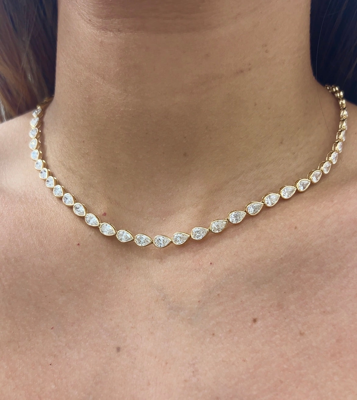 Bezel Diamond Half Tennis Necklace – Henri Noël