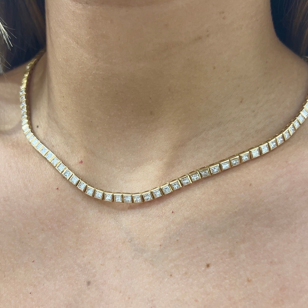 Bezel Diamond Half Tennis Necklace – Henri Noël