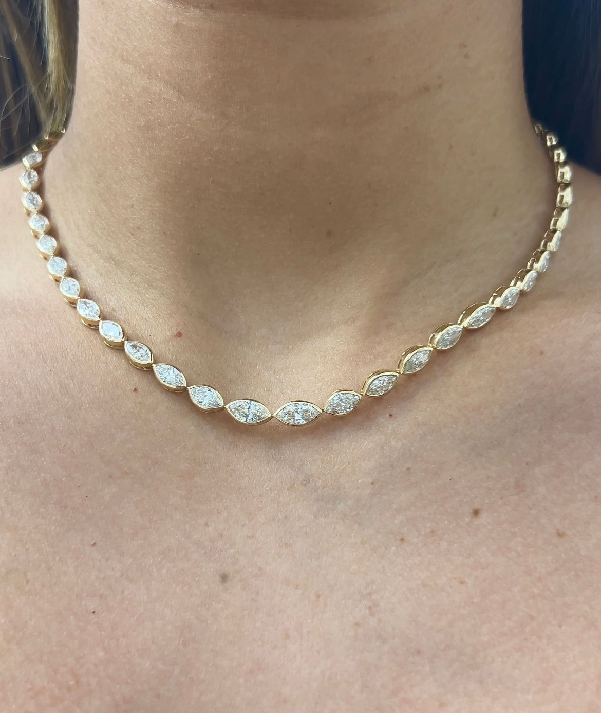Bezel Diamond Half Tennis Necklace – Henri Noël