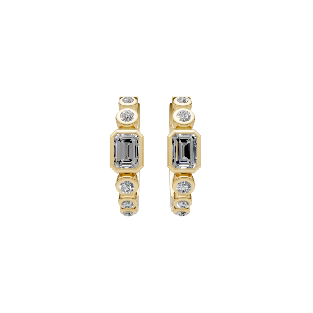Bezel Diamond Mini Hoops – Henri Noël