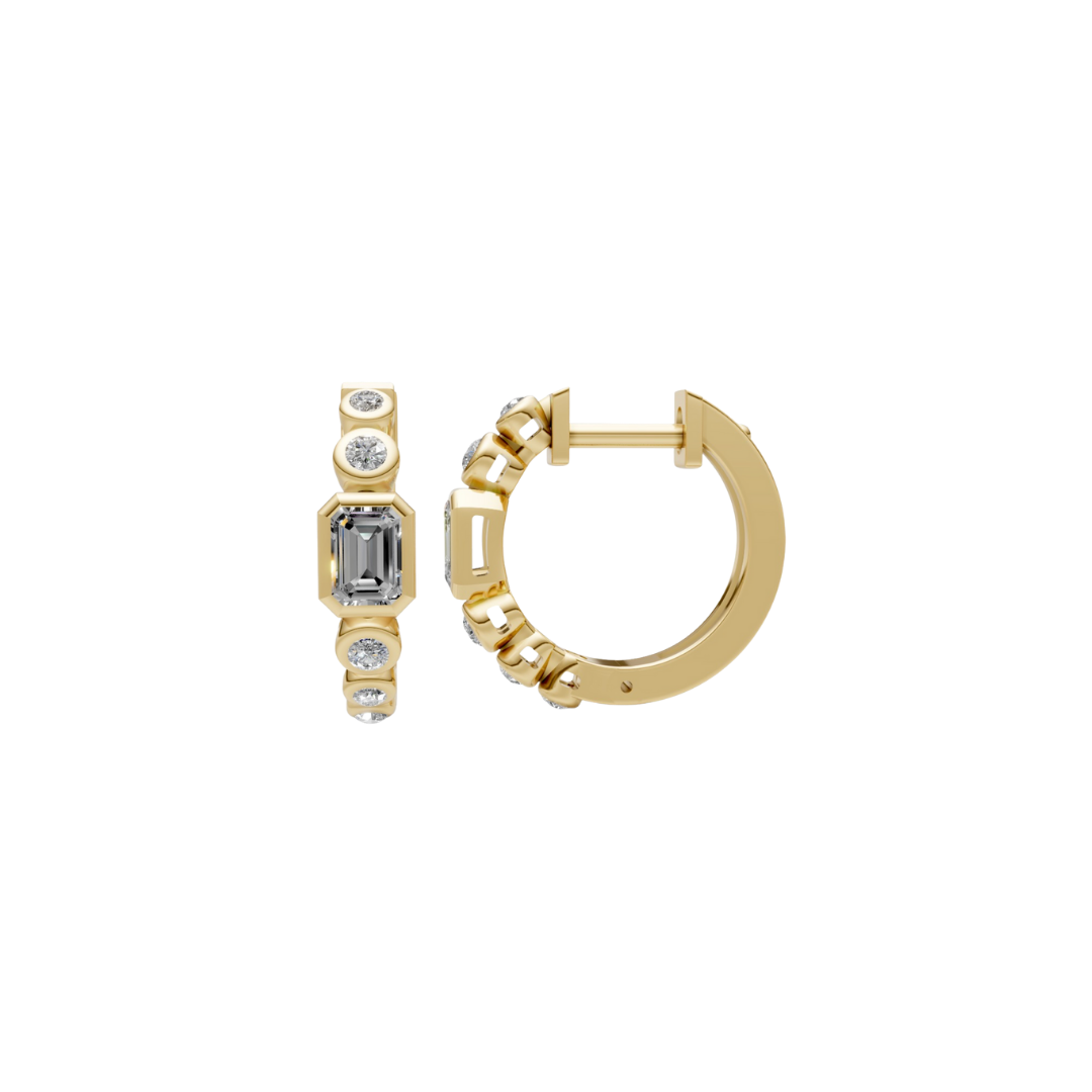 Bezel Diamond Mini Hoops – Henri Noël