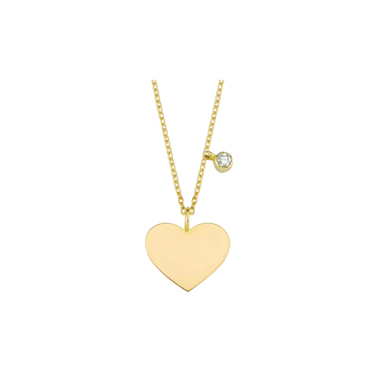 Bezel Diamond and Heart Necklace – Henri Noël