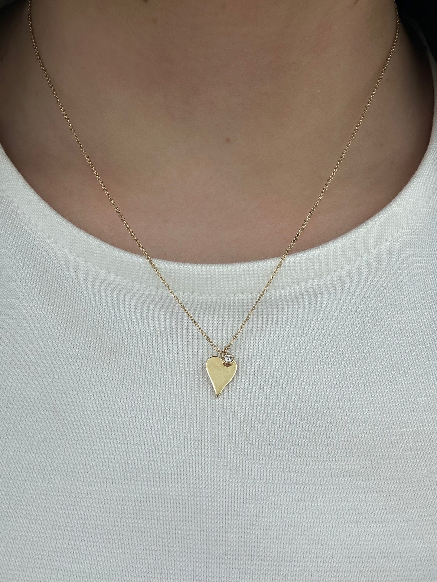 Bezel Diamond and Heart Necklace – Henri Noël