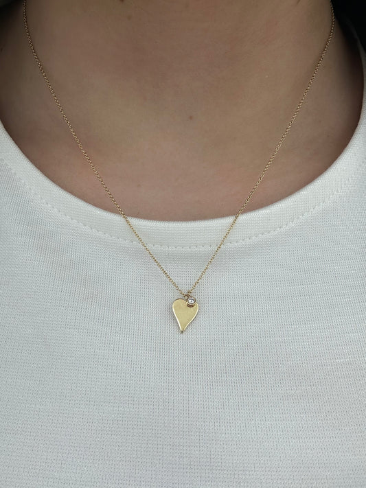 Bezel Diamond and Heart Necklace – Henri Noël