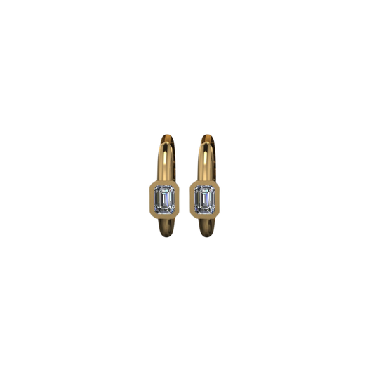 Bezel Emerald-Cut Diamond Huggies – Henri Noël