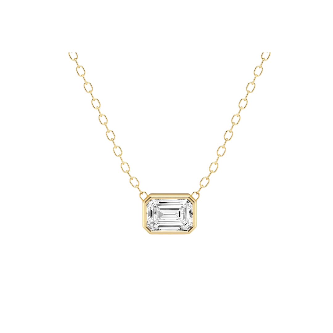 Bezel Emerald Diamond Necklace – Henri Noël