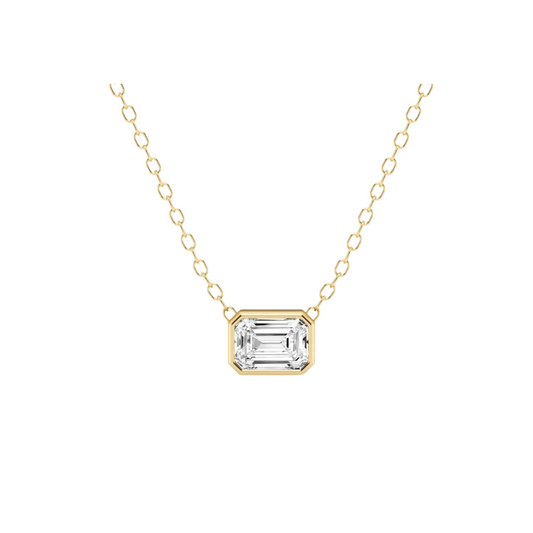 Bezel Emerald Diamond Necklace – Henri Noël