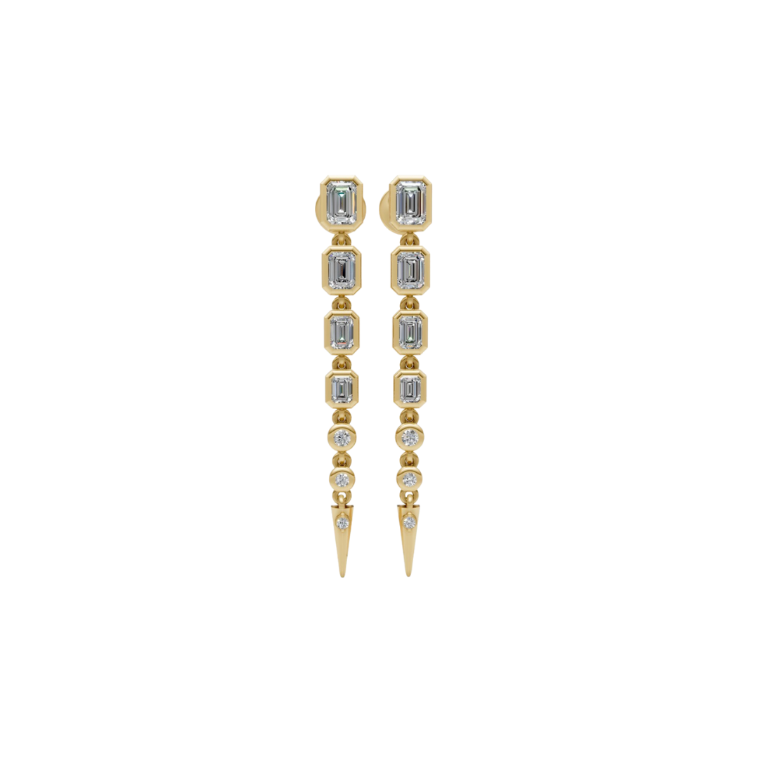 Bezel Emerald Diamond Spike Drops – Henri Noël