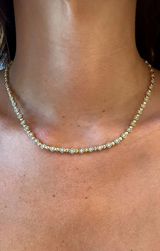 Bezel Octagonal Diamond Tennis Necklace – Henri Noël