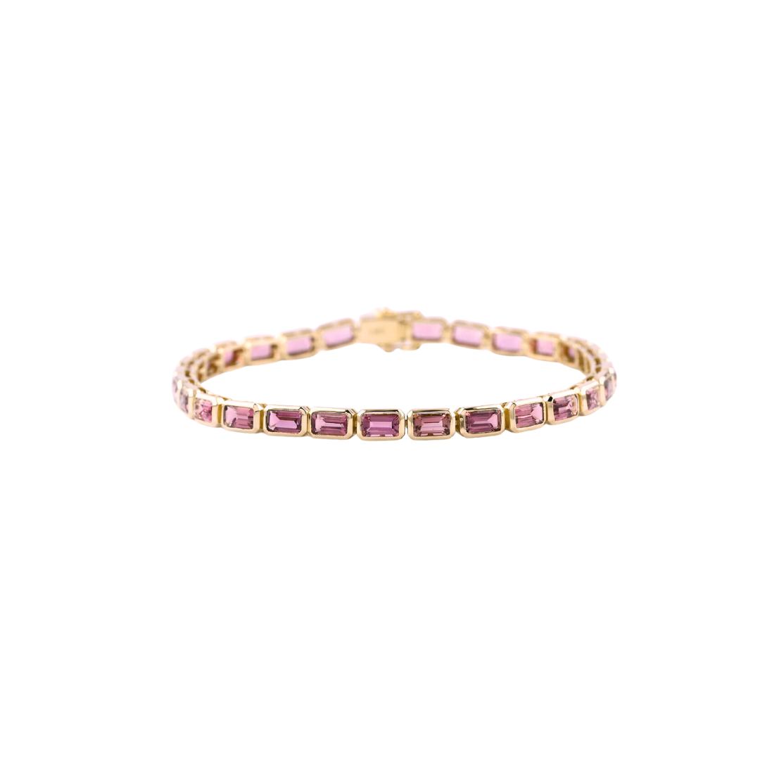 Bezel Pink Sapphire Emerald Tennis Bracelet – Henri Noël