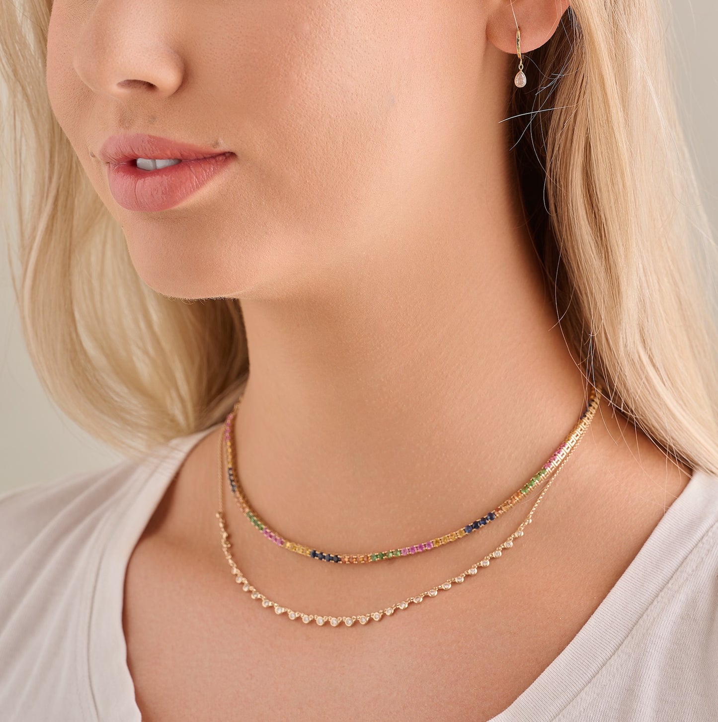 Bezel Set Diamond Line Necklace – Henri Noël