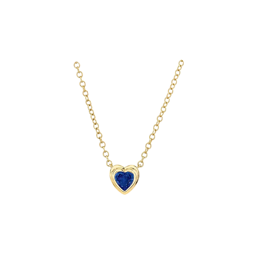 Bezel Set Gemstone Heart Necklace – Henri Noël