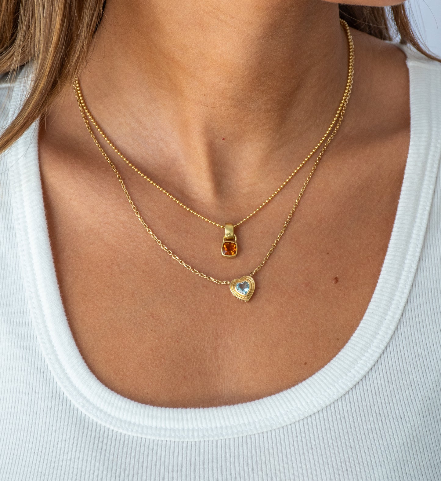 Bezel Set Gemstone Heart Necklace – Henri Noël