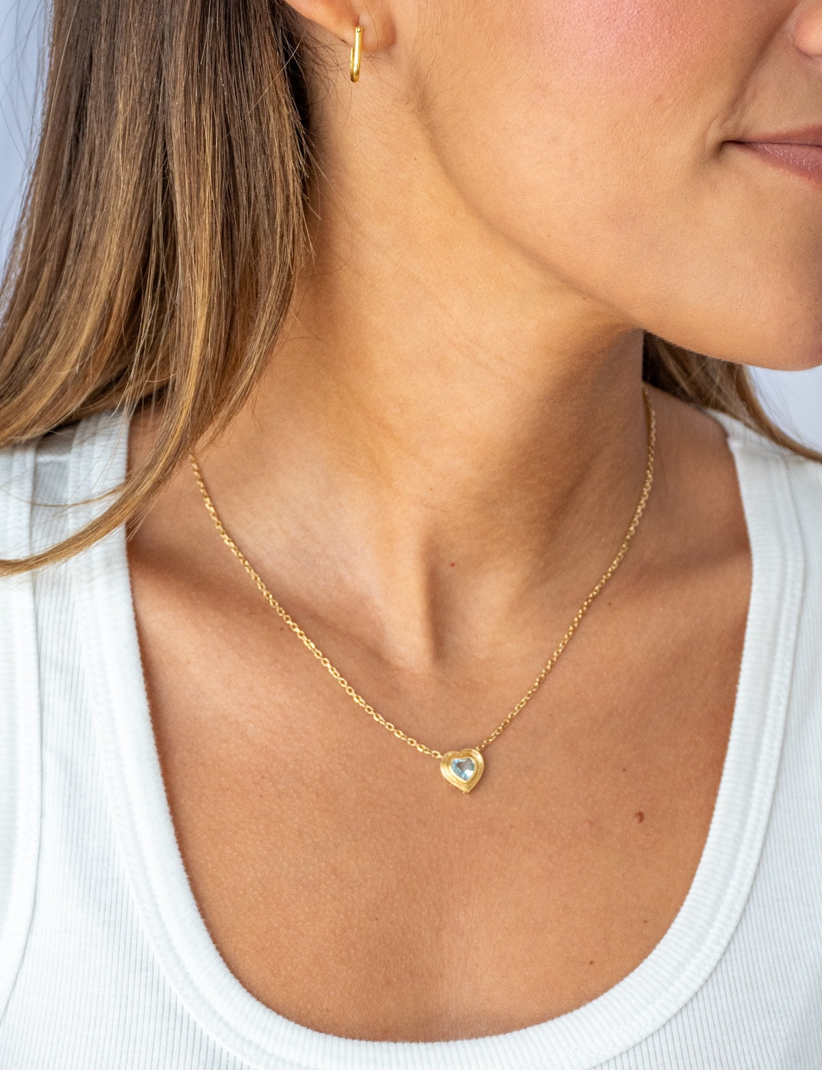 Bezel Set Gemstone Heart Necklace – Henri Noël