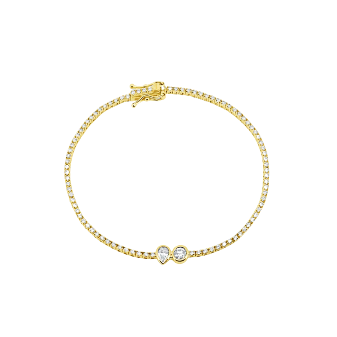 Bezel Toi et Moi Diamond Tennis Bracelet – Henri Noël