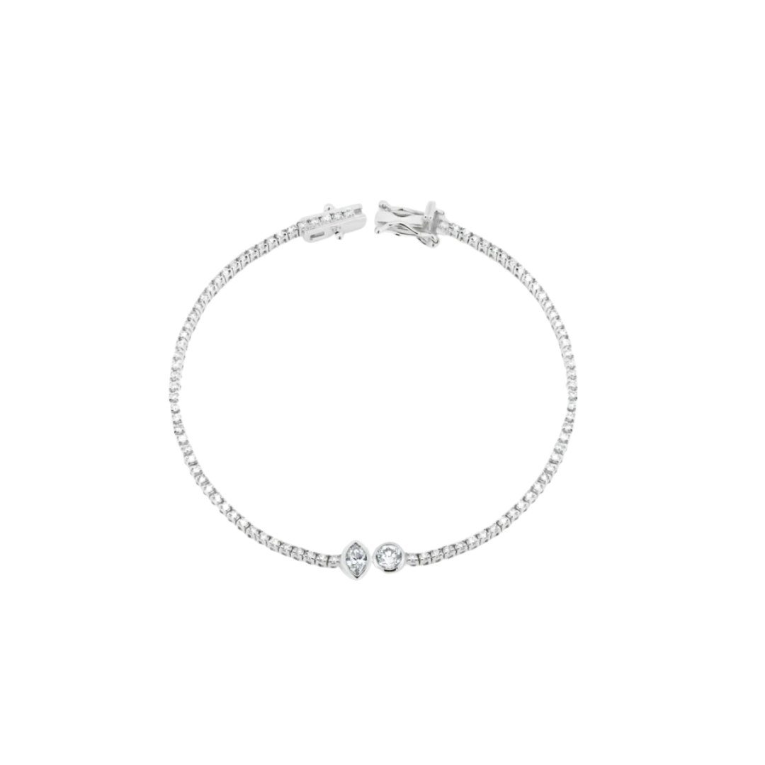 Bezel Toi et Moi Diamond Tennis Bracelet – Henri Noël