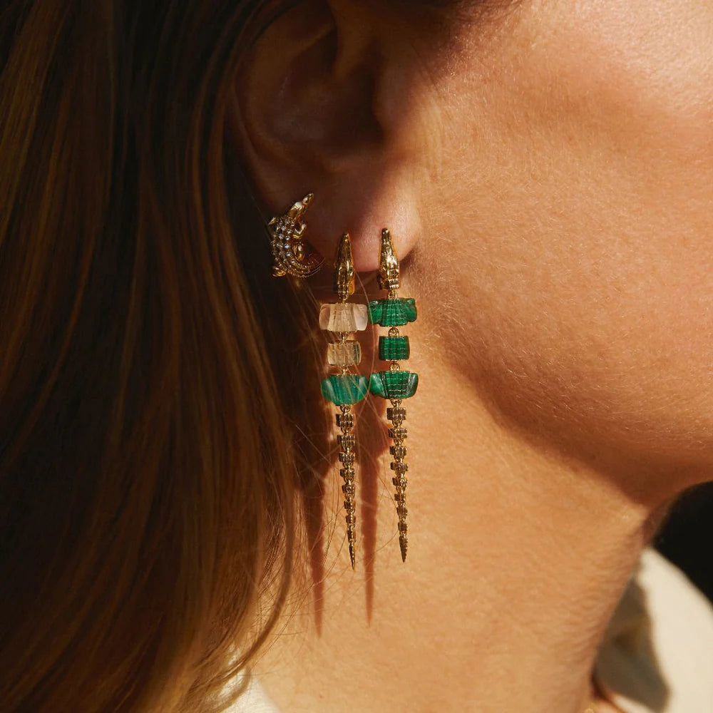 Alligator Malachite Vertebrae Bite Earring – Henri Noël