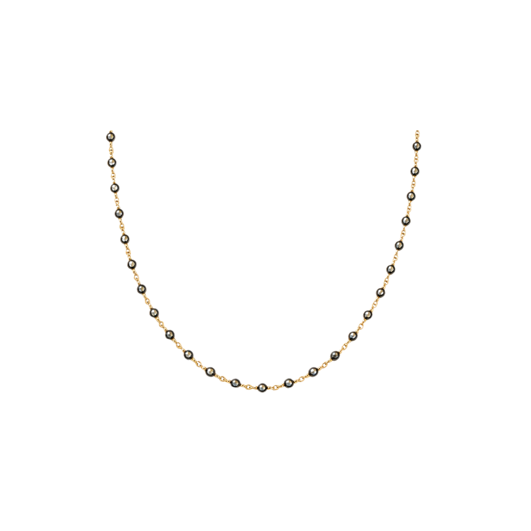 Black Enamel Bezel Diamond Necklace