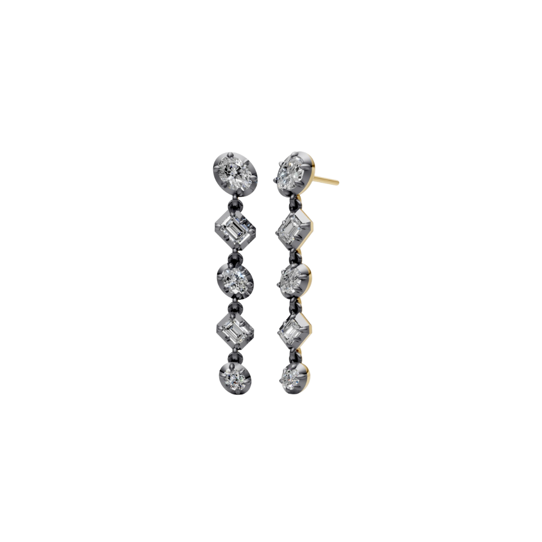 Black Rhodium Multi Shape Diamond Drop Earrings – Henri Noël