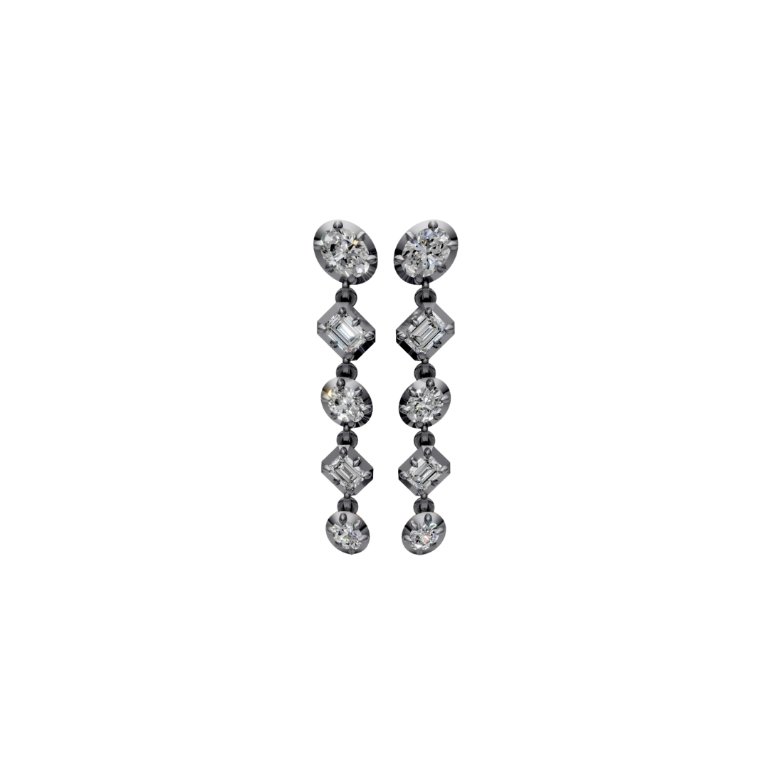 Black Rhodium Multi Shape Diamond Drop Earrings – Henri Noël