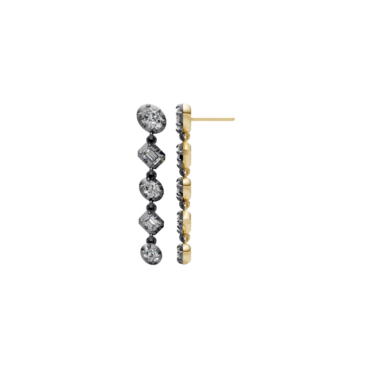 Black Rhodium Multi Shape Diamond Drop Earrings – Henri Noël