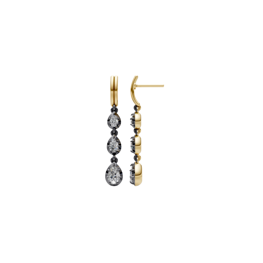 Black Rhodium Pear Diamond Drop Earrings – Henri Noël