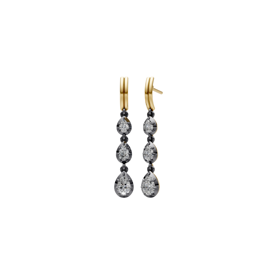 Black Rhodium Pear Diamond Drop Earrings – Henri Noël