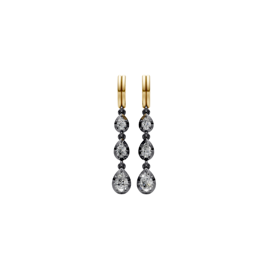 Black Rhodium Pear Diamond Drop Earrings – Henri Noël