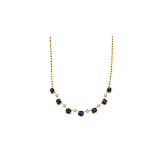 Blue Sapphire and Diamond Bezel Necklace – Henri Noël