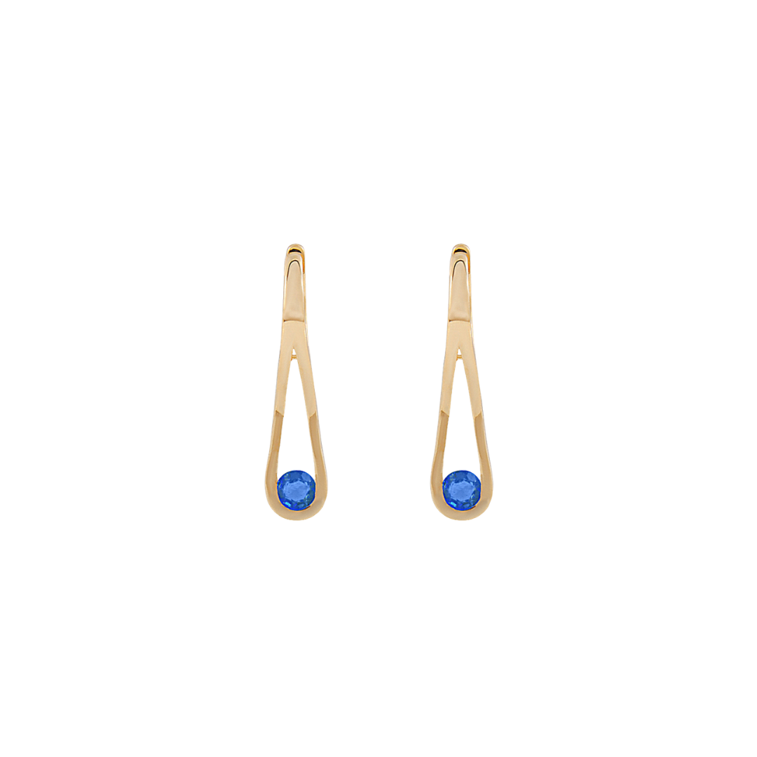 Blue Sapphire and Gold Drop Hoops – Henri Noël
