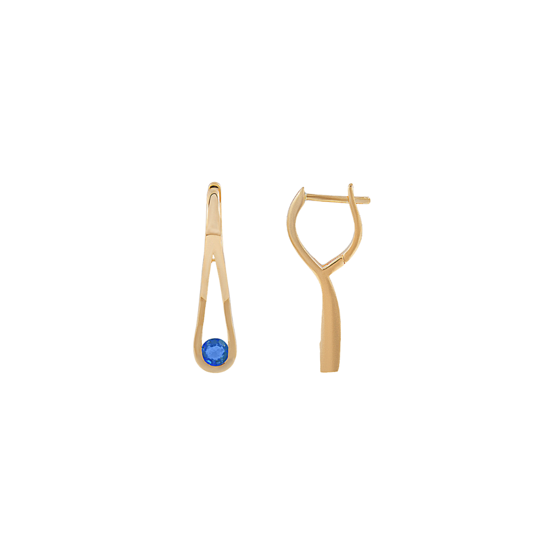 Blue Sapphire and Gold Drop Hoops – Henri Noël