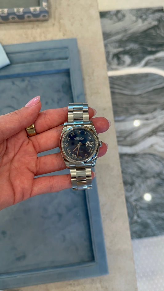 Estate Rolex Blue Face Oyster Perpetual Datejust